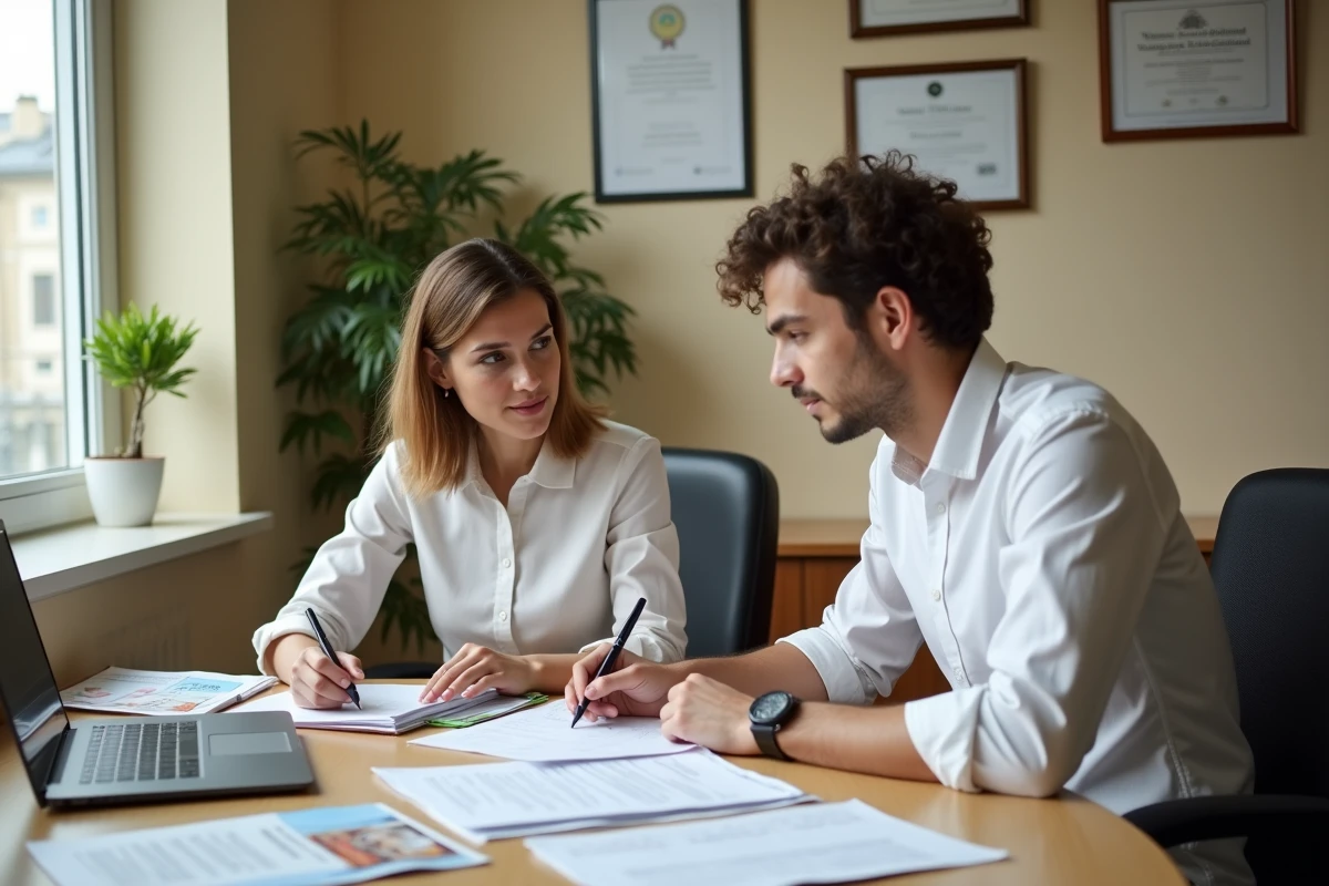 Entretien de conseil en orientation entre un adulte et une conseillère pédagogique pour financer une formation professionnelle aux Gobelins via le CPF