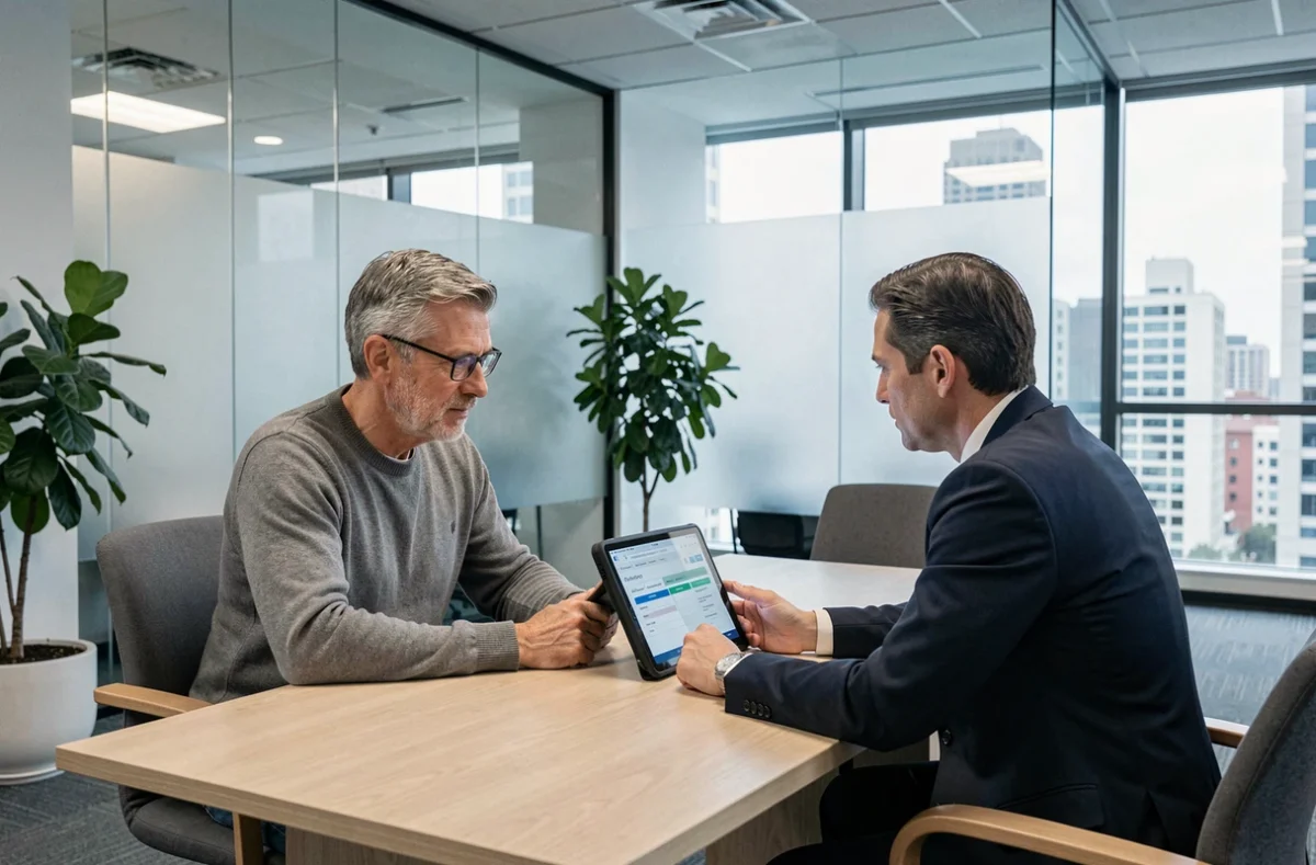 Homme en rendez-vous conseil avec un conseiller Afpa pour financer son projet de formation