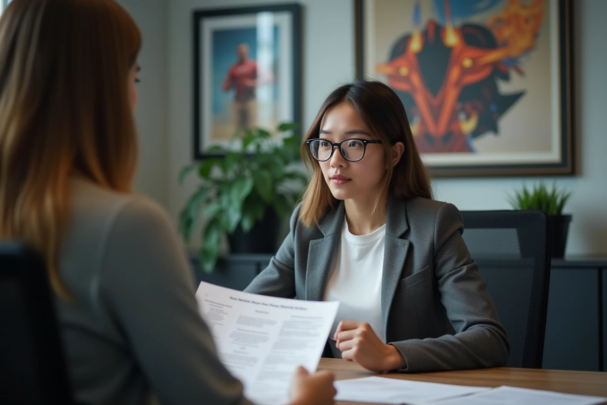 Jeune femme en entretien d'admission au Gaming Campus discutant des nouveaux tarifs et des évolutions de la formation en 2026
