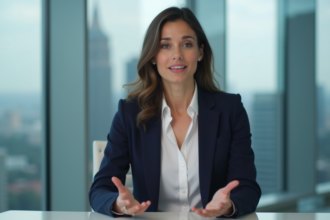 Femme en blazer lors d'une réunion en entreprise