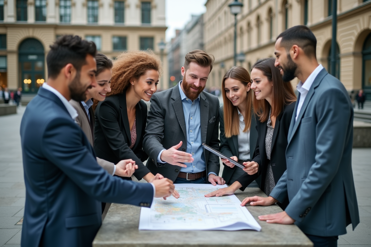 Jeunes professionnels discutent autour d