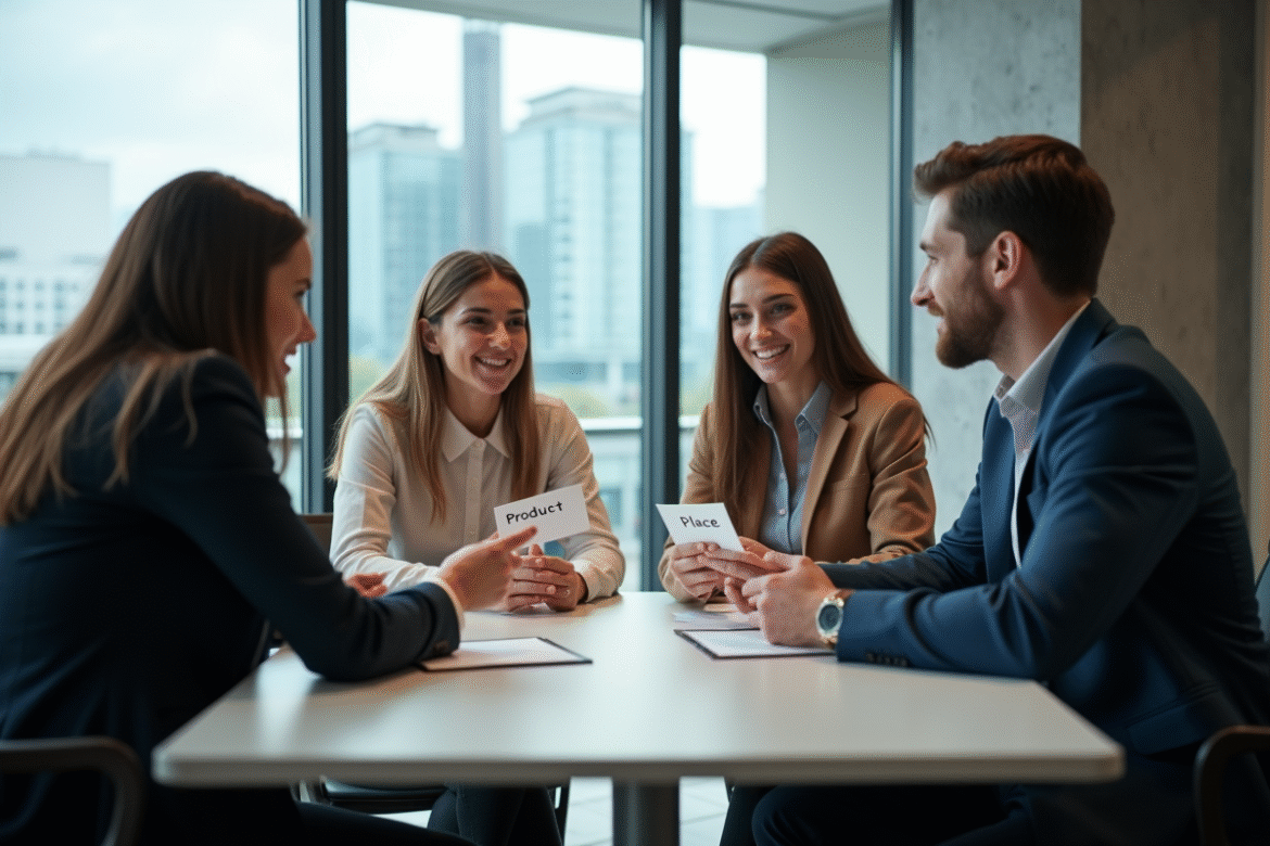Groupe de jeunes professionnels discutant autour d'une table