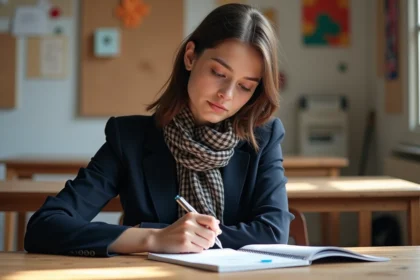 Jeune femme en studio esquissant dans un carnet à Duperre
