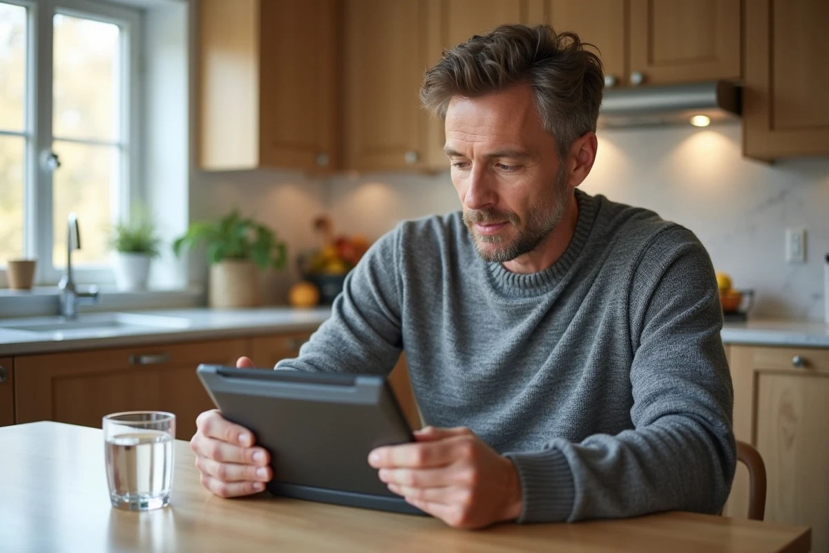 Parent consultant le suivi scolaire de son enfant sur la plateforme EasyScol depuis la maison