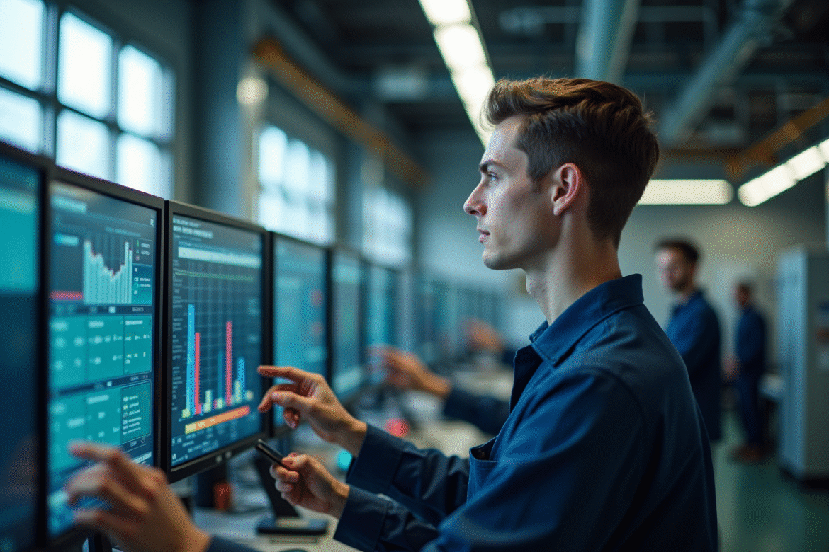 Jeune technicien dans une salle de contrôle moderne